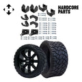 Hardcore Parts 4 Block Lift Kit for EZGO TXT (1994.5-2001.5) Electric Golf Cart with 14 Black 'TEMPEST' Wheels and 20x8.5-14 STINGER On-Road/Off-Road DOT rated All-Terrain tires