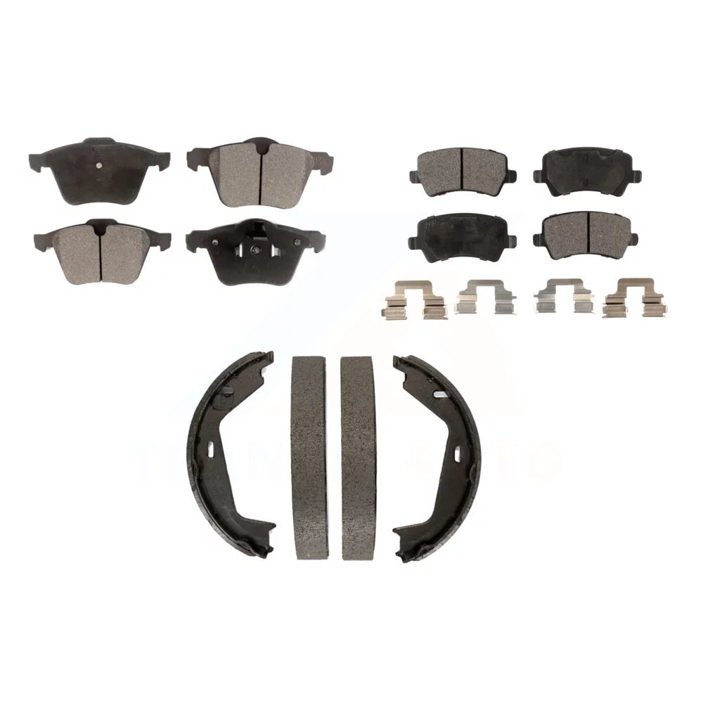 Transit Auto - Front Rear Ceramic Brake Pads And Parking Shoes Kit For 2007-2009 Volvo S80 AWD KTN-100771