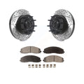 Transit Auto - Front Coated Drilled Slotted Disc Brake Rotors Hub Assembly And Semi-Metallic Pads Kit For Ford F-250 Super Duty F-350 KDF-100713