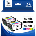 822XL Ink Cartridge for Epson 822 Ink 822xl Use with Epson Workforce Pro WF-3820 WF-4820 WF-4830 Printers (Black Cyan Magenta Yellow, 8-Pack)