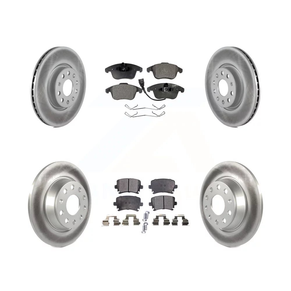 Transit Auto - Front Rear Coated Disc Brake Rotors And Semi-Metallic Pads Kit For Volkswagen Tiguan Audi Q3 Limited Quattro KGF-100915