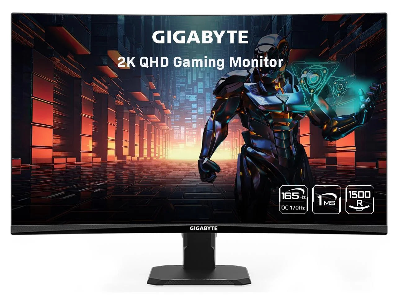 GIGABYTE GS27QC 27 165Hz 1440P Curved Gaming Monitor, 2560 x 1440 VA 1500R Display, 1ms (MPRT) Response Time, HDR Ready, FreeSync Premium, 1x Display Port 1.4, 2x HDMI 2.0