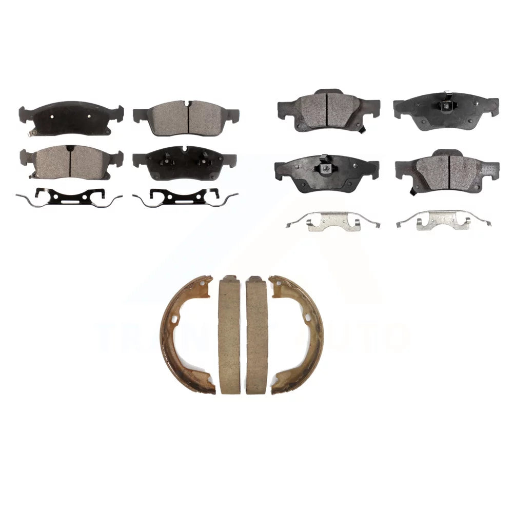 Transit Auto - Front Rear Ceramic Brake Pads And Parking Shoes Kit For Jeep Grand Cherokee Dodge Durango KTN-100701