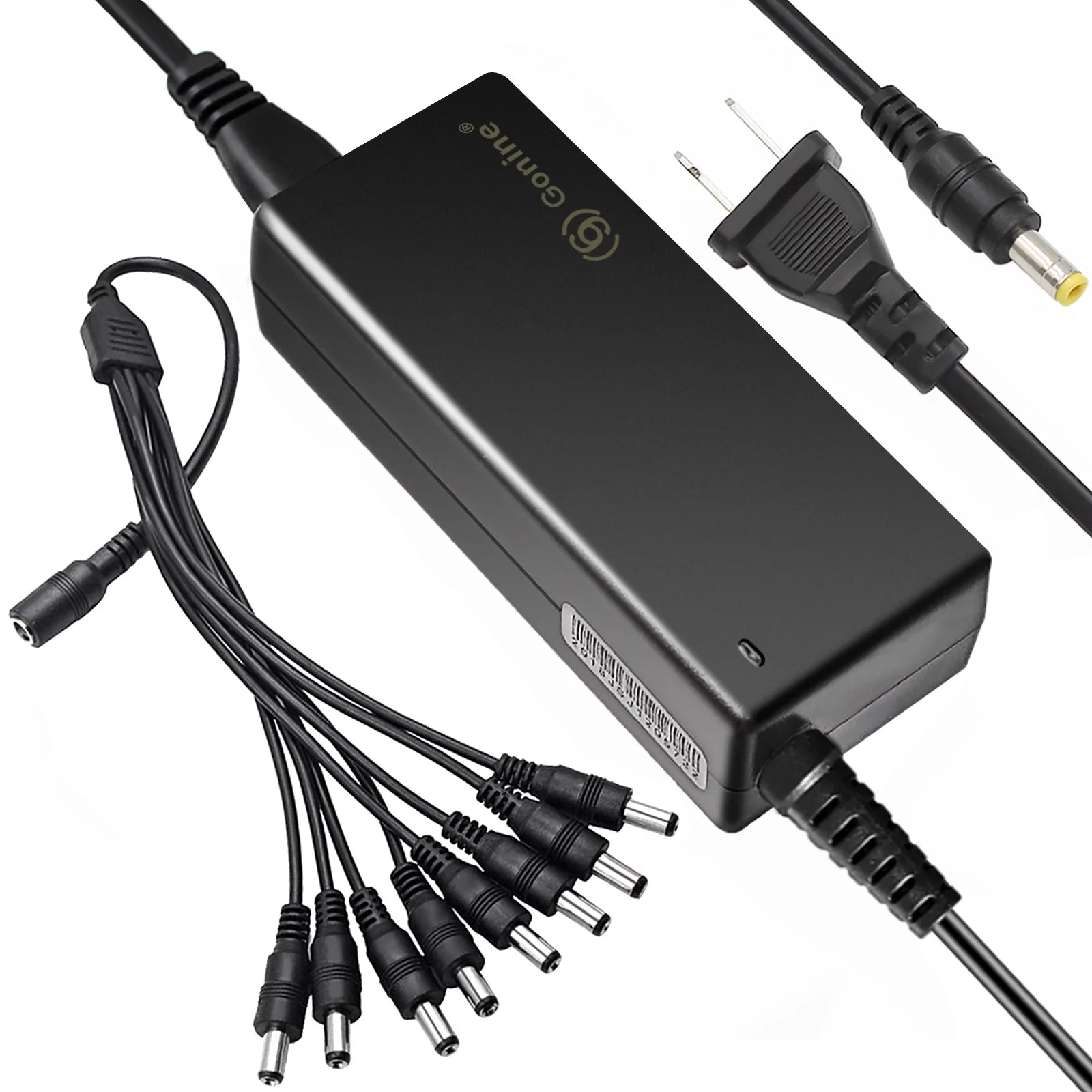 Gonine 12V Monitor Power Supply,12V 5A AC Adapter,for 12V for Lorex, Samsung, Q-See, Night Owl, Swann, Annke and Cameras. with 8-Way CCTV Camera Power Splitter Cable