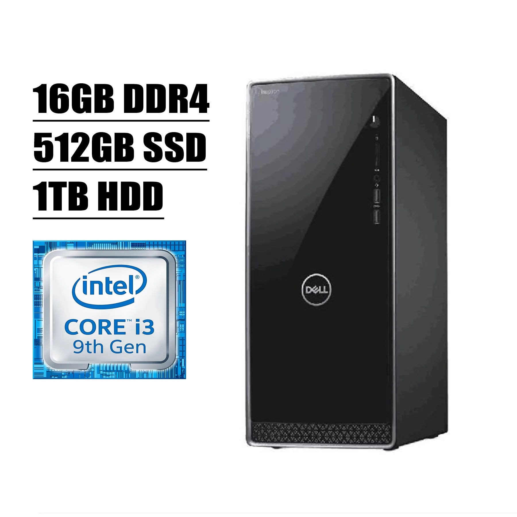 2020 Latest Dell Inspiron 3671 Premium Mini Tower Desktop I 9th Gen Intel Quad-Core i3-9100 I 16GB DDR4 512GB SSD 1TB HDD I WIFI HDMI Keyboard and Mouse MaxxAudio Win 10