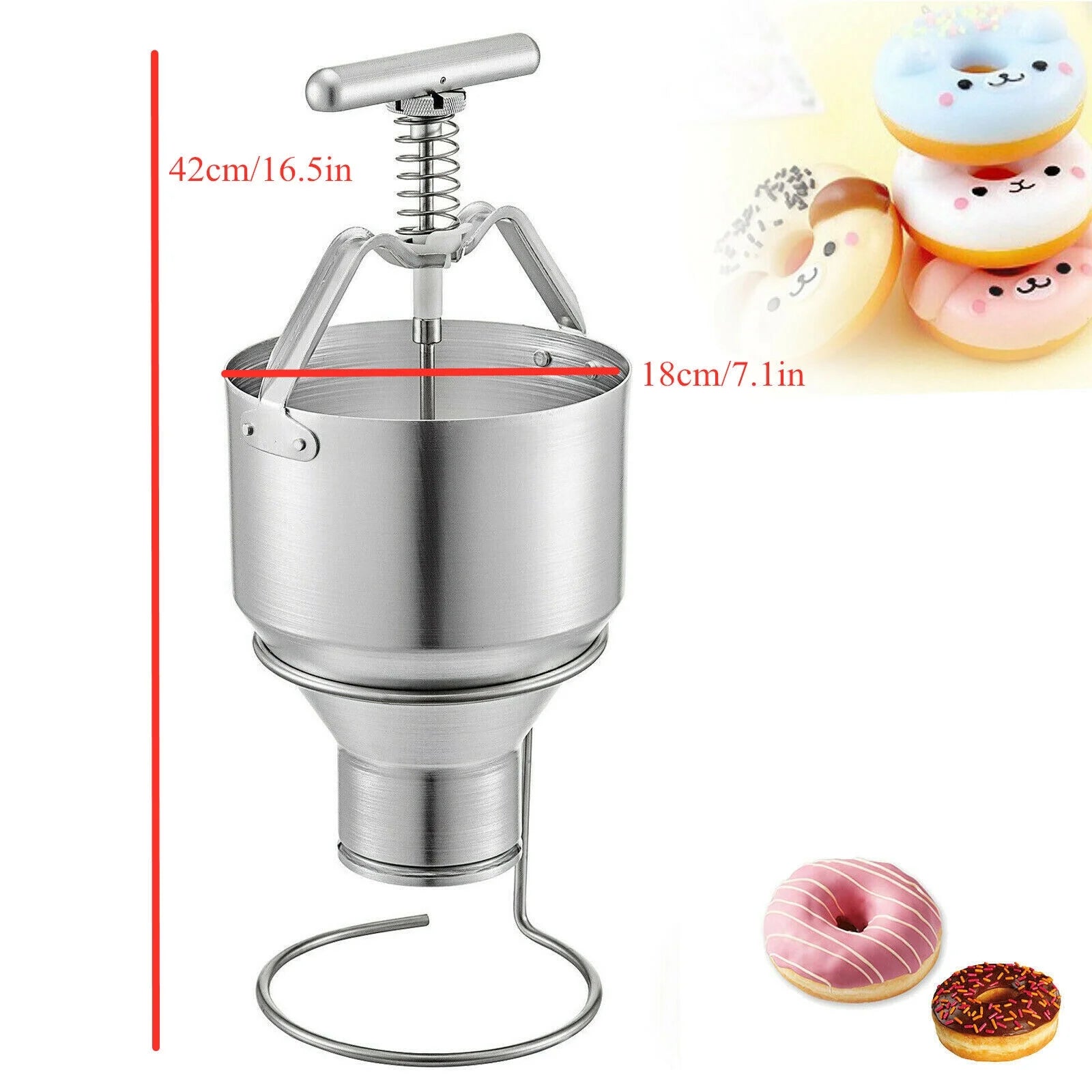 Miumaeov Professional Manual Donut Maker Aluminum Donut Dispenser Doughnut Cake Dropper Maker Depositor with Stand