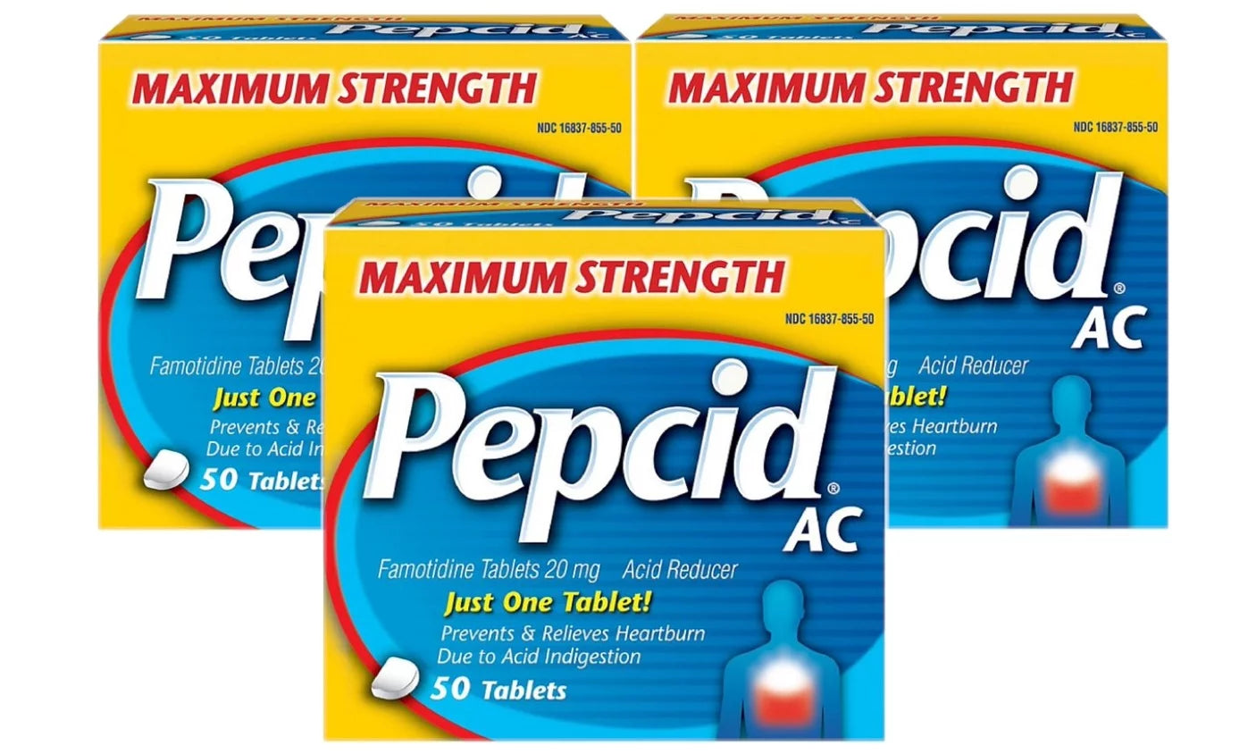 Pepcid AC Tablets Maximum Acid Reducer, 50 ea (Pack of 3)