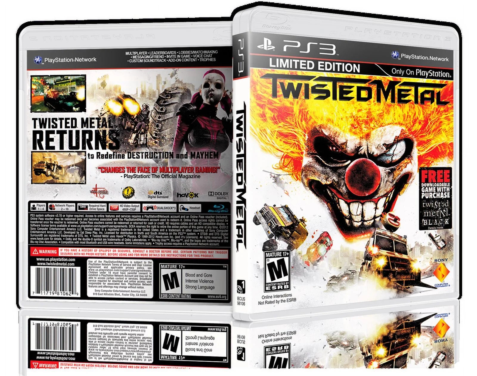 Twisted Metal Limited Edition - Custom Replacement PS3 Cover and Case. NO GAME!!