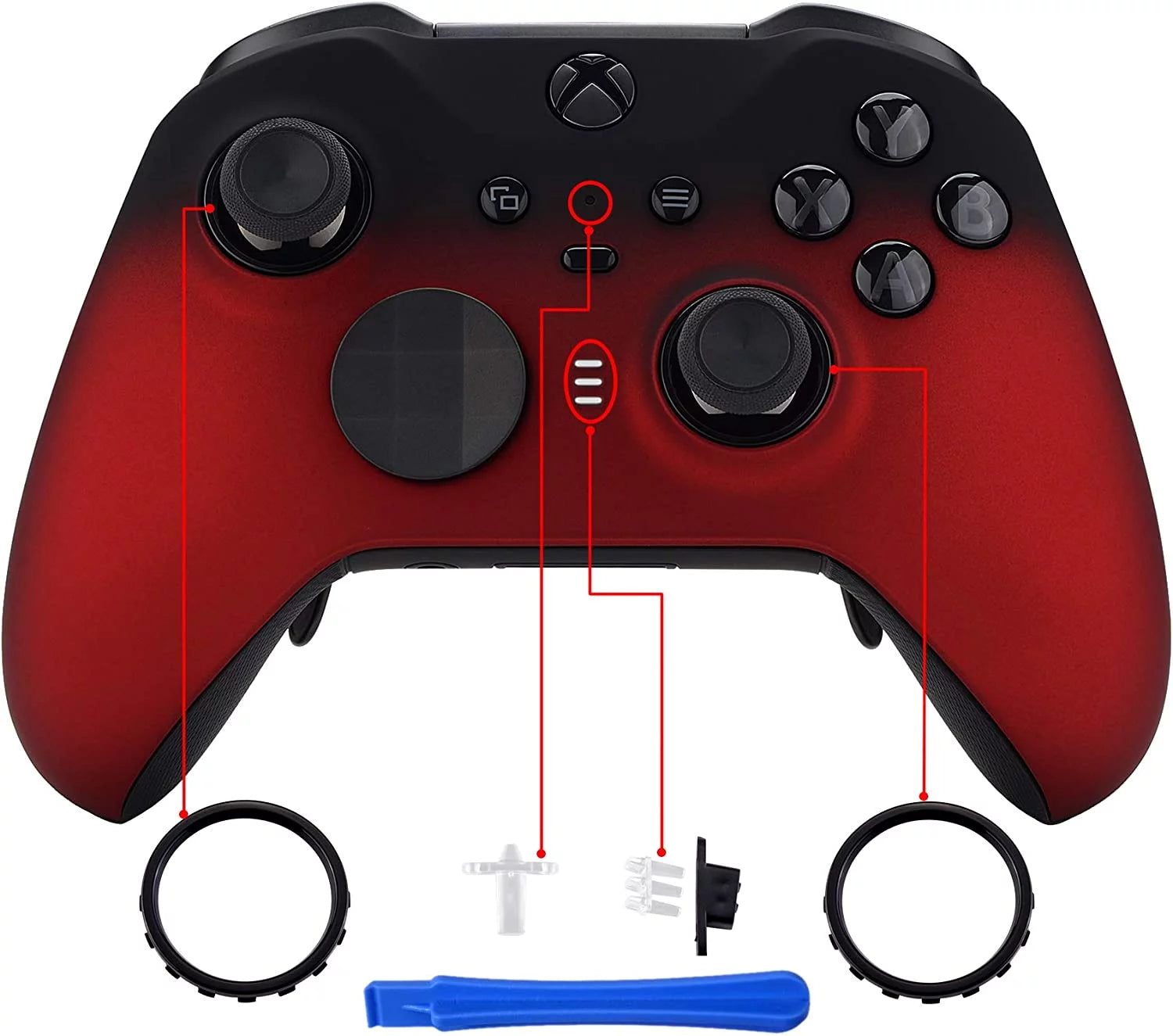Shadow Scarlet Red Soft Touch Grip Faceplate Cover, Front Housing Shell Case Replacement Kit for Xbox One