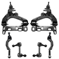 Detroit Axle - New 6pc Front Lower Control Arms + Ball Joints + Outer Tie Rod Ends & Sway Bar Links for Chevy Trailblazer w/ 16mm Thread Fits select: 2003 CHEVROLET TRAILBLAZER, 2003 GMC ENVOY
