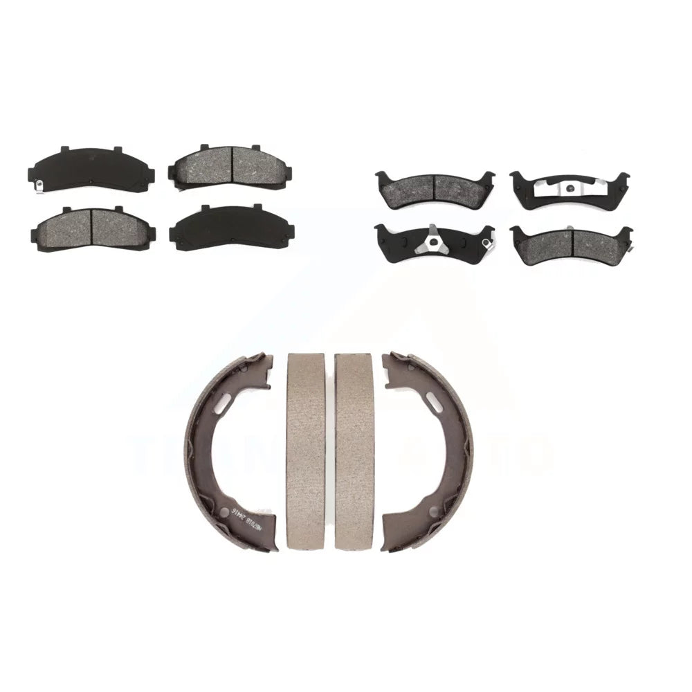 Transit Auto - Front Rear Semi-Metallic Brake Pads And Parking Shoes Kit For Ford Ranger Explorer Mercury Mountaineer KSN-100768