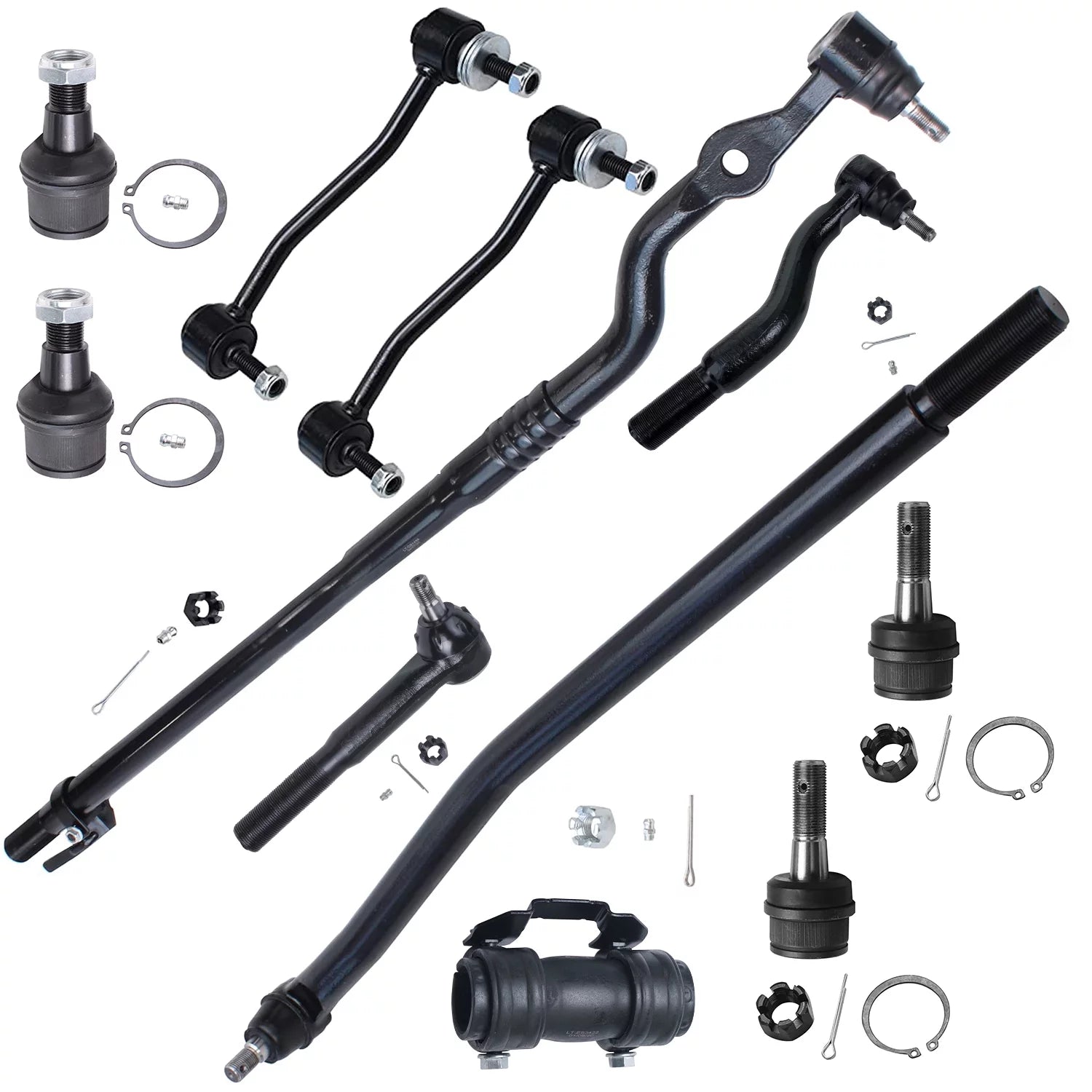 Detroit Axle - Front 11pc Suspension Kit for 4WD 1999 Ford F-250 F-350 Super Duty, 4 Tie Rods 2 Sway Bars 4 Ball Joints 2 Sleeves