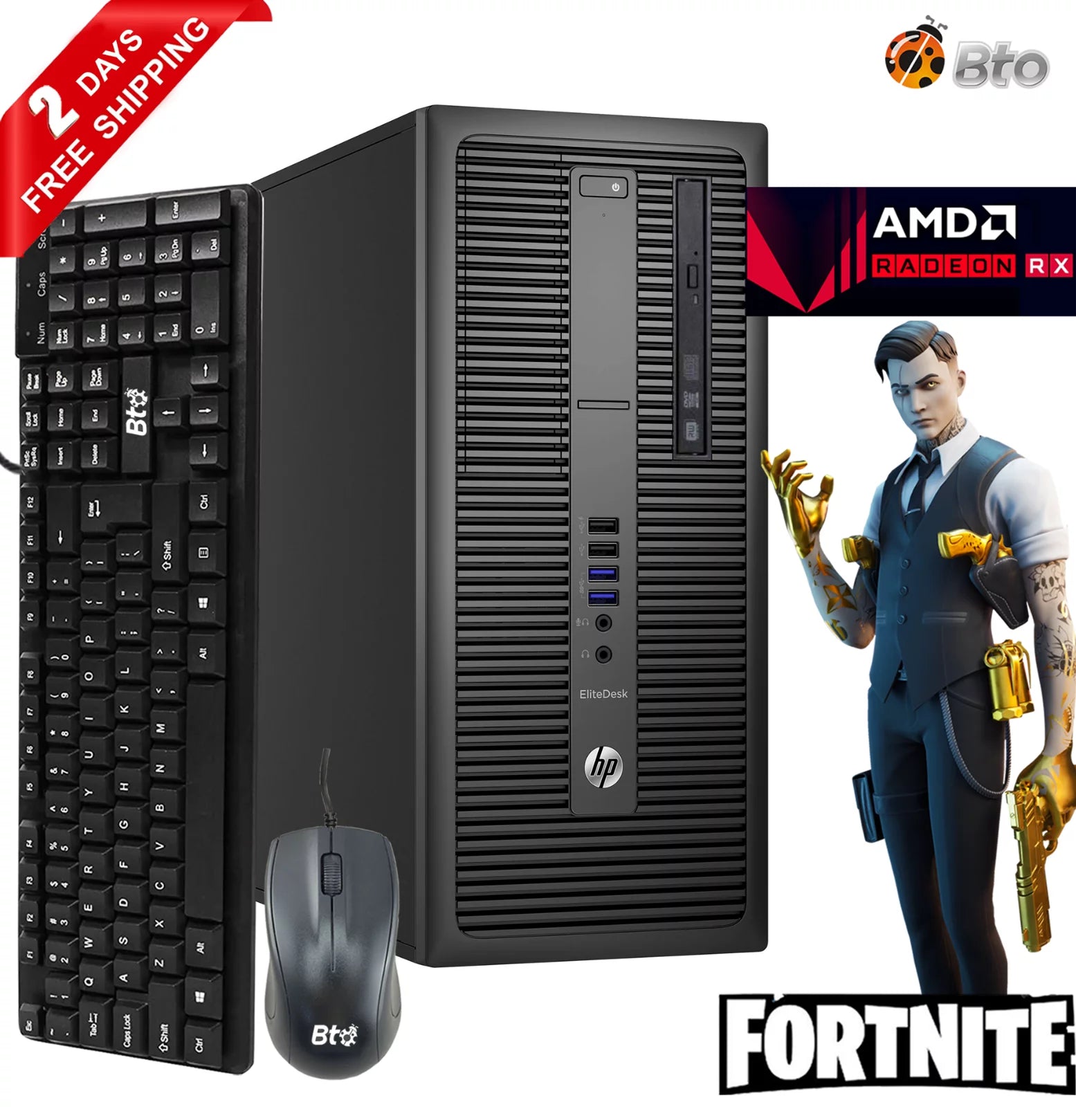 Restored HP EliteDesk 800 G2 Gaming Computer Tower, Intel Core i3 6th Gen. Processor, 8GB DDR4 Ram, 256GB M.2 SSD, 1TB HDD, AMD RX 550 4GB DDR5, Keyboard and Mouse, WiFi Windows 10 Desktop PC (Refurbished)