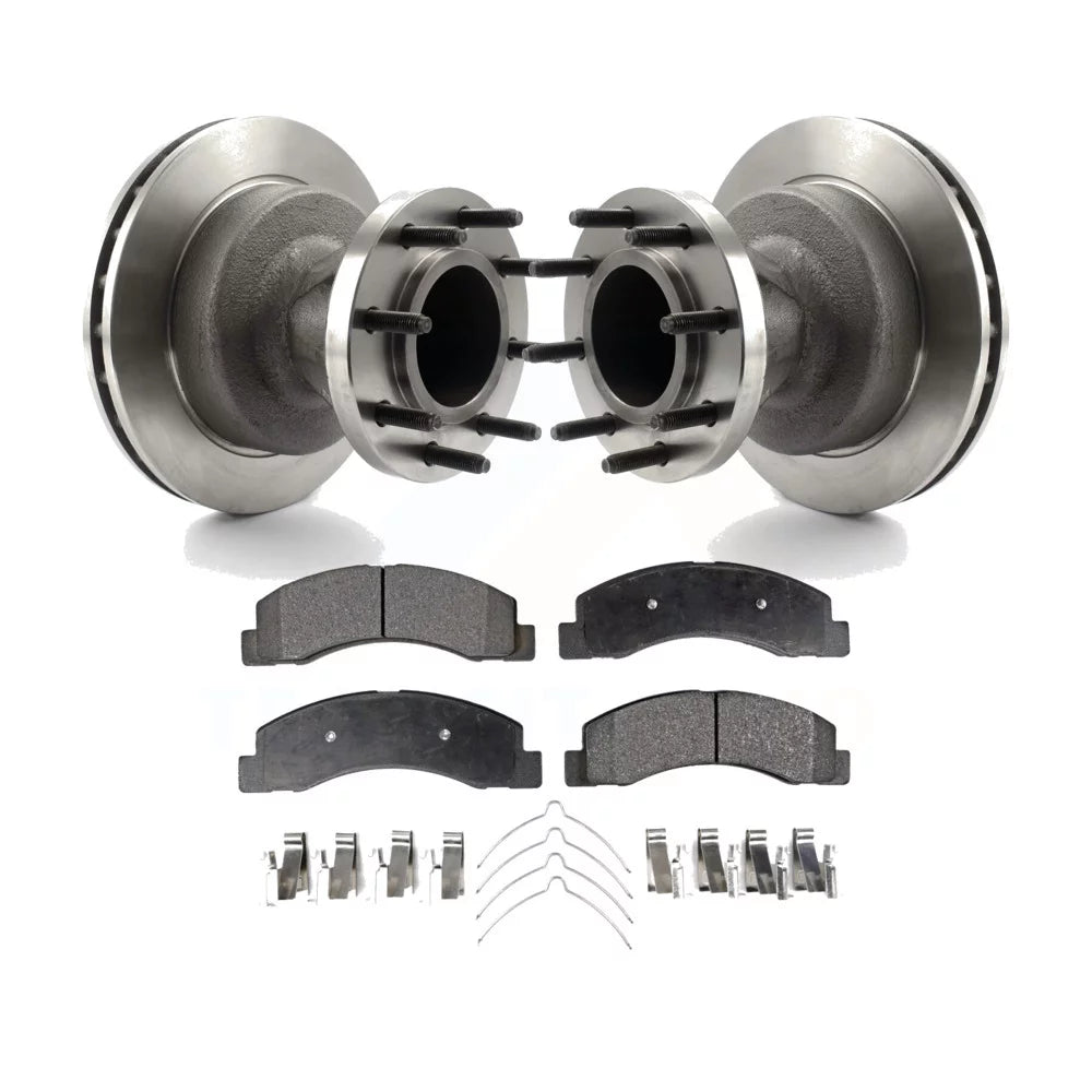 Transit Auto - Front Disc Brake Rotors Hub Assembly And Ceramic Pads Kit For Ford F-350 Super Duty With Dual Rear Wheels K8T-100734