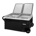 Camco CAM-750 75-Liter Portable Compact Fridge/Freezer | Features Bluetooth Capable Remote Access & 2 Compartments w/Dual Zone Cooling | Adjusts from -4¡ã F to 68¡ã w/2 Cooling Modes ECO & MAX (51520)