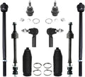 Detroit Axle - 10pc Front Suspension Kit for 5-Lug 4WD 2013-2018 Ram 1500 2014 2015 2016 2017, 2 Lower Ball Joints, 4 Inner & Outer Tie Rods, 2 Sway Bars, 2 Boots, Replacement