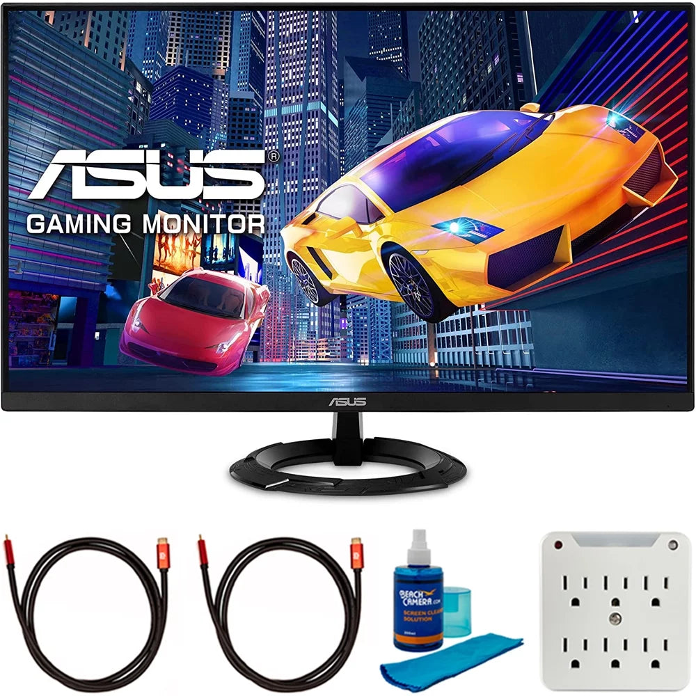 ASUS VZ279HEG1R 27 inch Gaming Monitor Full HD (1920x1080) IPS 75Hz with FreeSync Bundle with 2x 6FT Universal 4K HDMI 2.0 Cable, Universal Screen Cleaner and 6-Outlet Surge Adapter