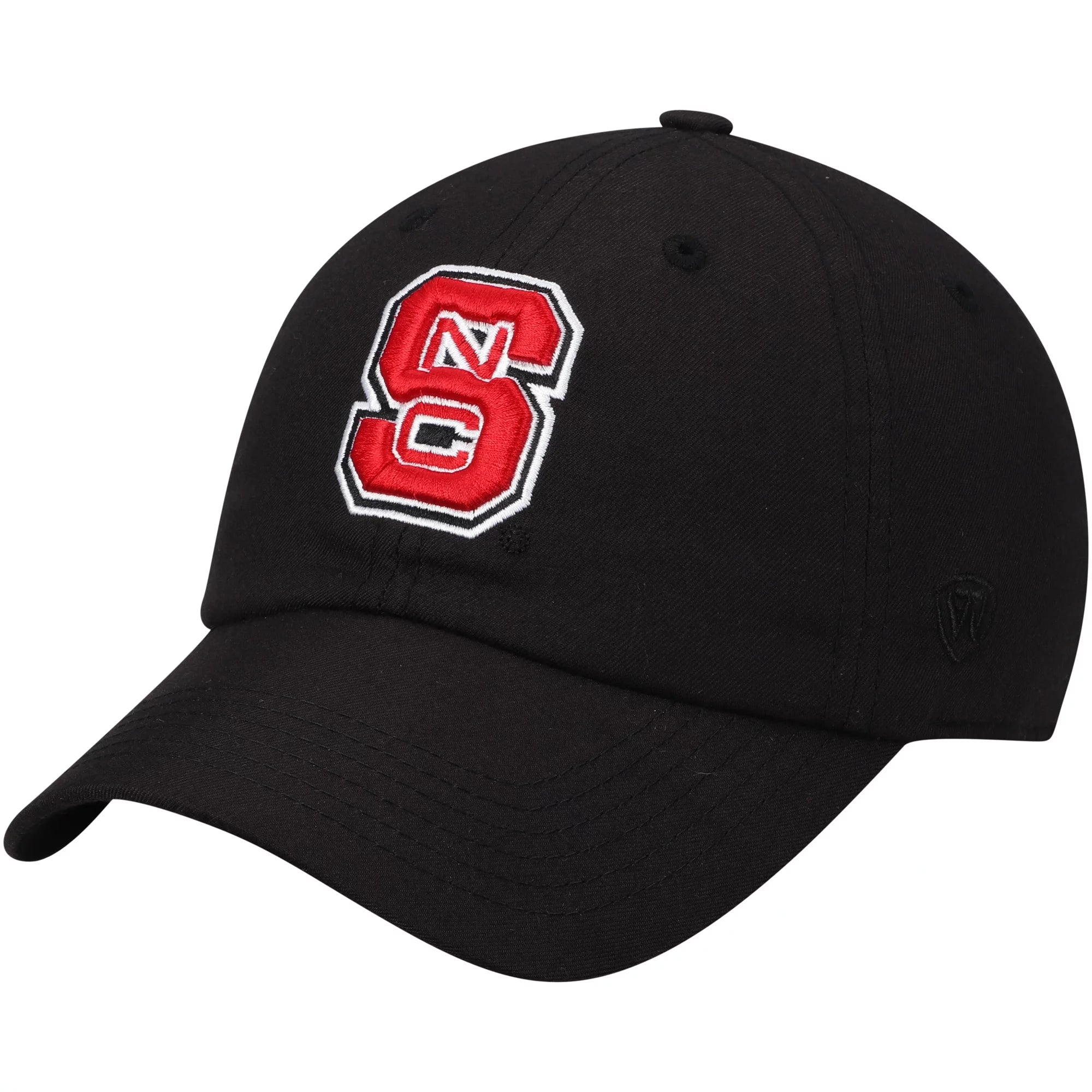 Men's Top of the World Black NC State Wolfpack Primary Logo Staple Adjustable Hat - OSFA