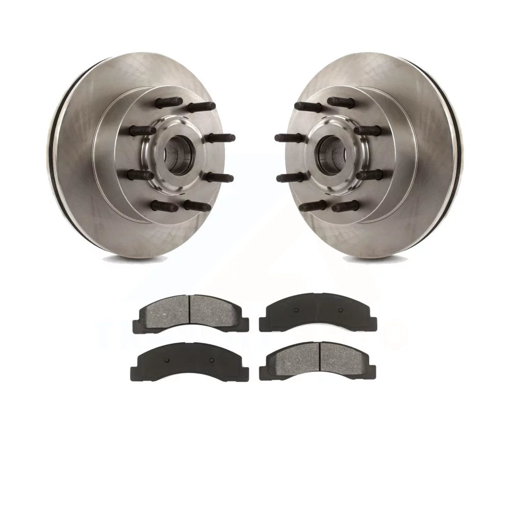 Transit Auto - Front Disc Brake Rotors Hub Assembly And Semi-Metallic Pads Kit For 2005 Ford Excursion RWD K8S-100725