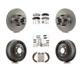 Transit Auto - Front Rear Disc Brake Rotors Hub Assembly Ceramic Pads And Drum Kit (7Pc) For Ford Ranger With 10 Diameter K8T-102551
