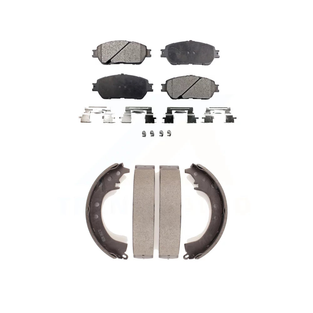 Transit Auto - Front Rear Ceramic Brake Pads And Drum Shoes Kit For 2005-2006 Toyota Camry SE XLE Vehicles Manufactured In Japan KTN-100191