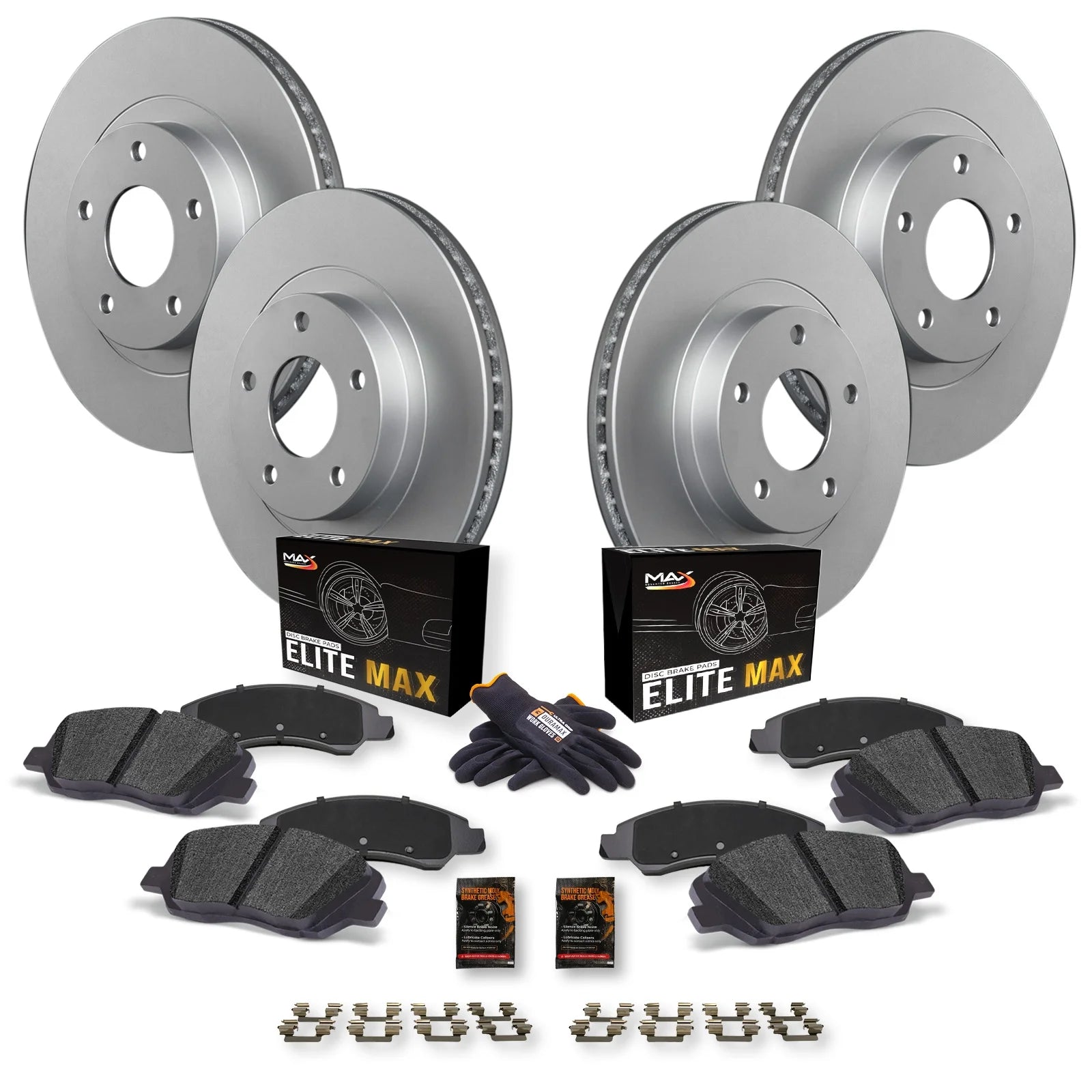 Max Advanced Brakes - Brake Kit for 2017 2018 2019 2020 Honda Civic Si Front and Rear Replacement Geomet Coated Disc Brake Rotors and Ceramic Brake Pads