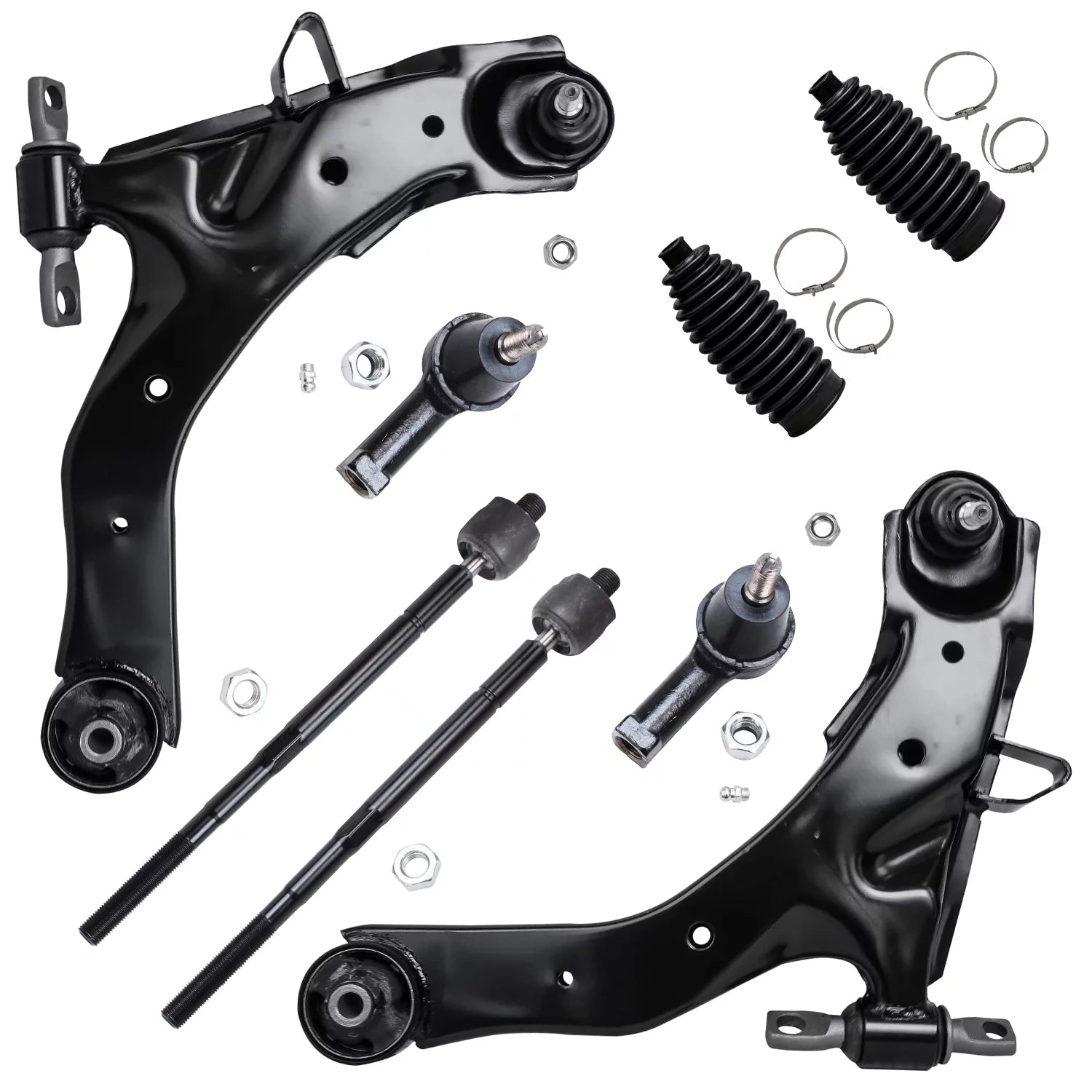 Detroit Axle - 8pc Front Lower Control Arm w/Ball Joints Tie Rods w/Boots Replacement for Hyundai Elantra Fits select: 2005 HYUNDAI ELANTRA GT, 2006 HYUNDAI ELANTRA GLS/GT/LIMITED