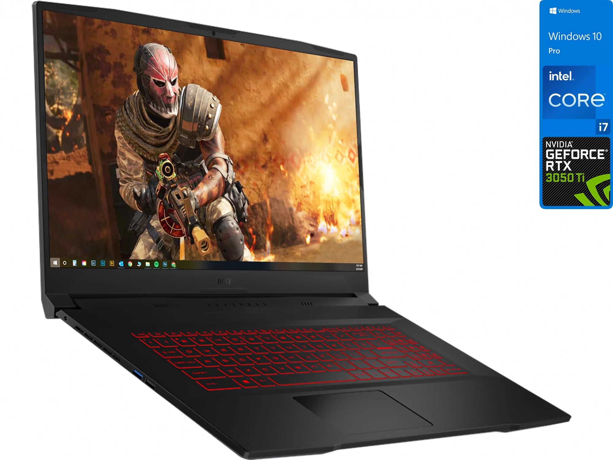 MSI Katana GF75 Gaming Laptop, 17.3 144Hz FHD Display, Intel Core i7-11800H Upto 4.6GHz, 16GB RAM, 512GB NVMe SSD, NVIDIA GeForce RTX 3050 Ti, HDMI, Wi-Fi, Bluetooth, Windows 10 Pro