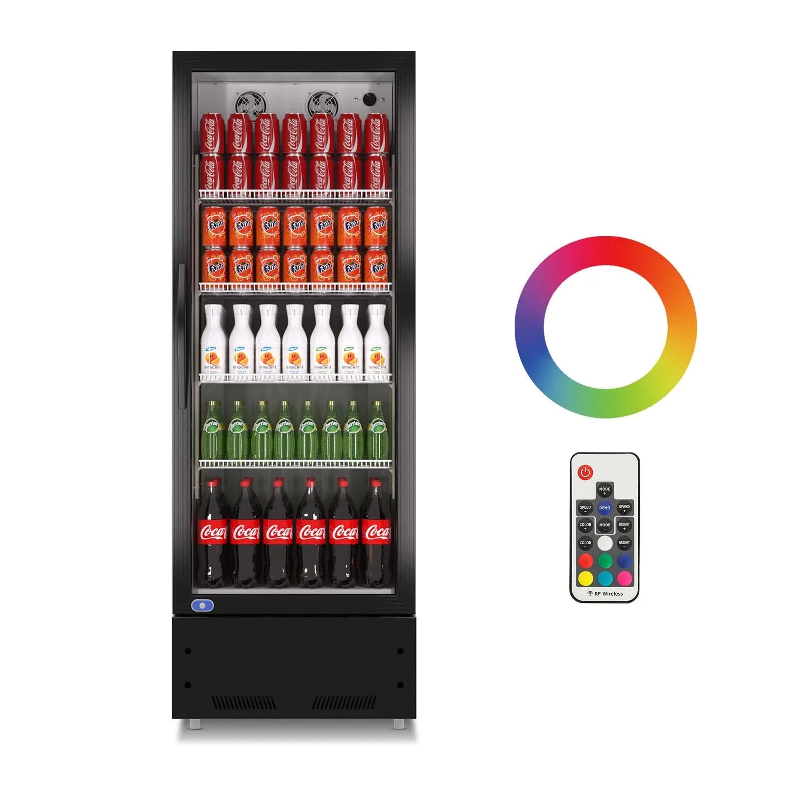 24 in. Merchandiser Refrigerator Display Glass Door Commercial Refrigerator 16.5 Cu.ft LED Lighting Black