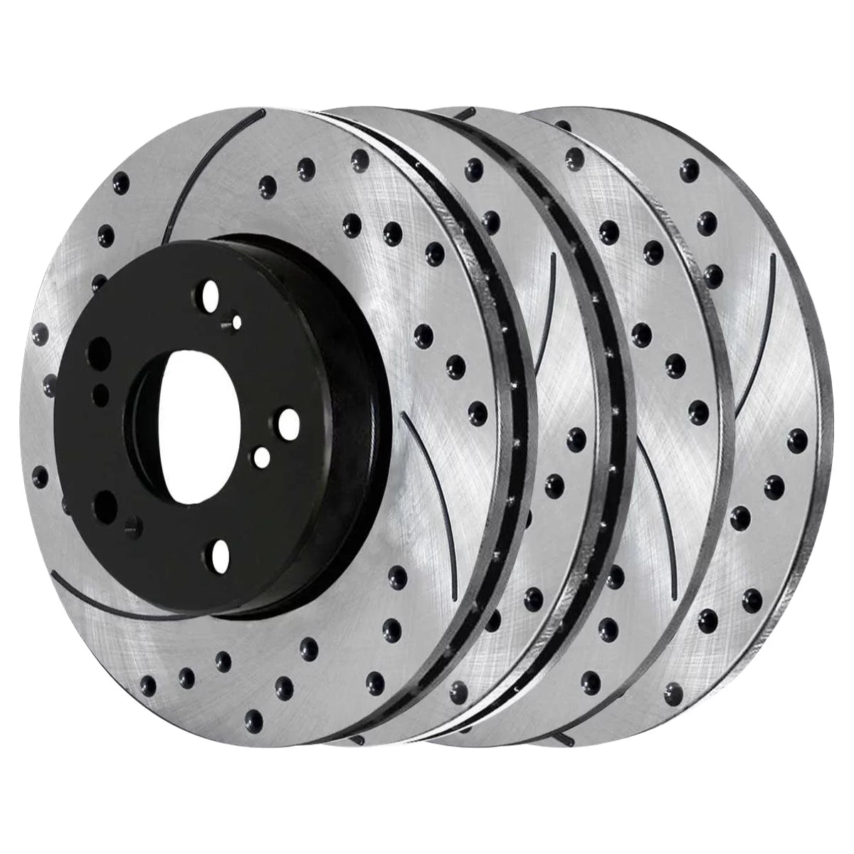 AutoShack Front and Rear Drilled Slotted Brake Rotors Black Set of 4 Replacement for 2005-2009 2010 2011 2012 2013 2014 2015 2016 2017 Honda Accord 2015 Civic 1.8L 2.4L 3.0L V6 FWD PR41481PR41259