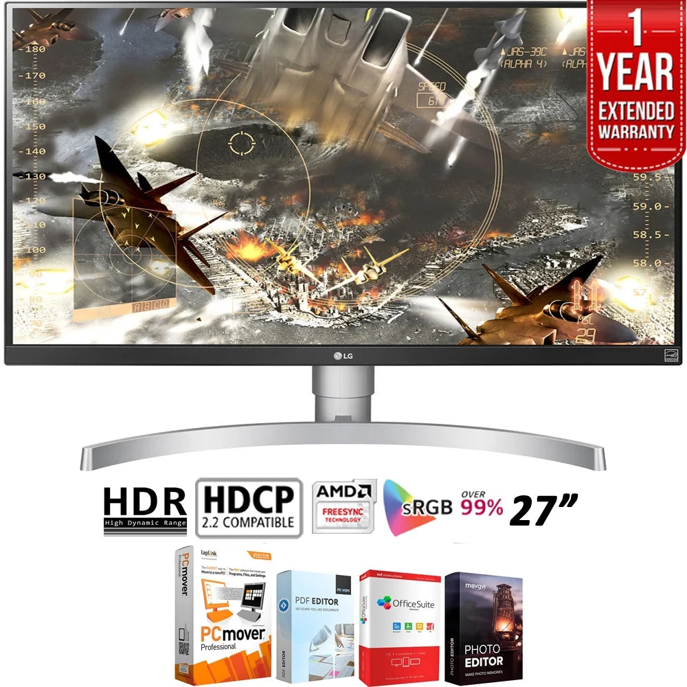 LG 27UK650W 27-inch 4K HDR IPS Monitor 3840 x 2160 16:9 18 Standard Editing Software Bundle and 1 Year Extended Warranty