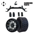 Hardcore Parts 4 Drop Axle Lift Kit for EZGO Marathon (1975-1993) Gas Golf Cart with 14 Machined/Black 'LANCER' Wheels and 20x8.5-14 STINGER On-Road/Off-Road DOT rated All-Terrain tires