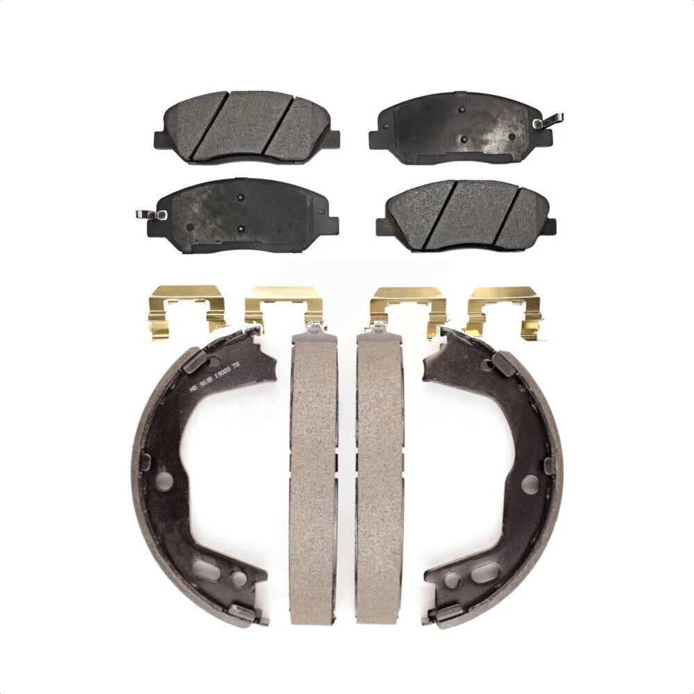 Transit Auto - Front Rear Ceramic Brake Pads And Parking Shoes Kit For 2009-2012 Hyundai Genesis 3.8L KTN-100485