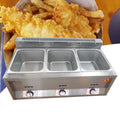 ZhdnBhnos 3-Pan Commercial Catering Food Warmer Steam Table Buffet Countertop Gas Deep Fryer Restaurant Propane(LPG) Stainless Steel