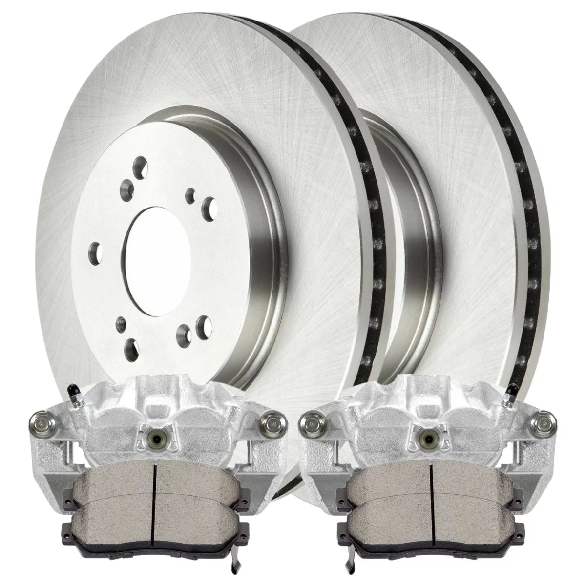 AutoShack Front Brake Calipers Ceramic Pads Rotors Kit Driver and Passenger Side Replacement for 2007-2011 Honda CR-V 2010-2011 Accord Crosstour 2012 Crosstour 2007-2012 Acura RDX 2.4L V6 4WD AWD FWD