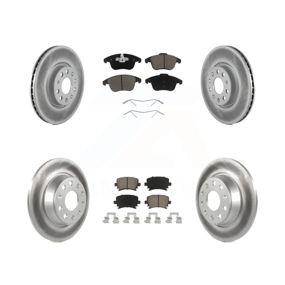 Transit Auto - Front Rear Coated Disc Brake Rotors And Ceramic Pads Kit For Volkswagen Tiguan Audi Q3 Limited Quattro KGC-101225