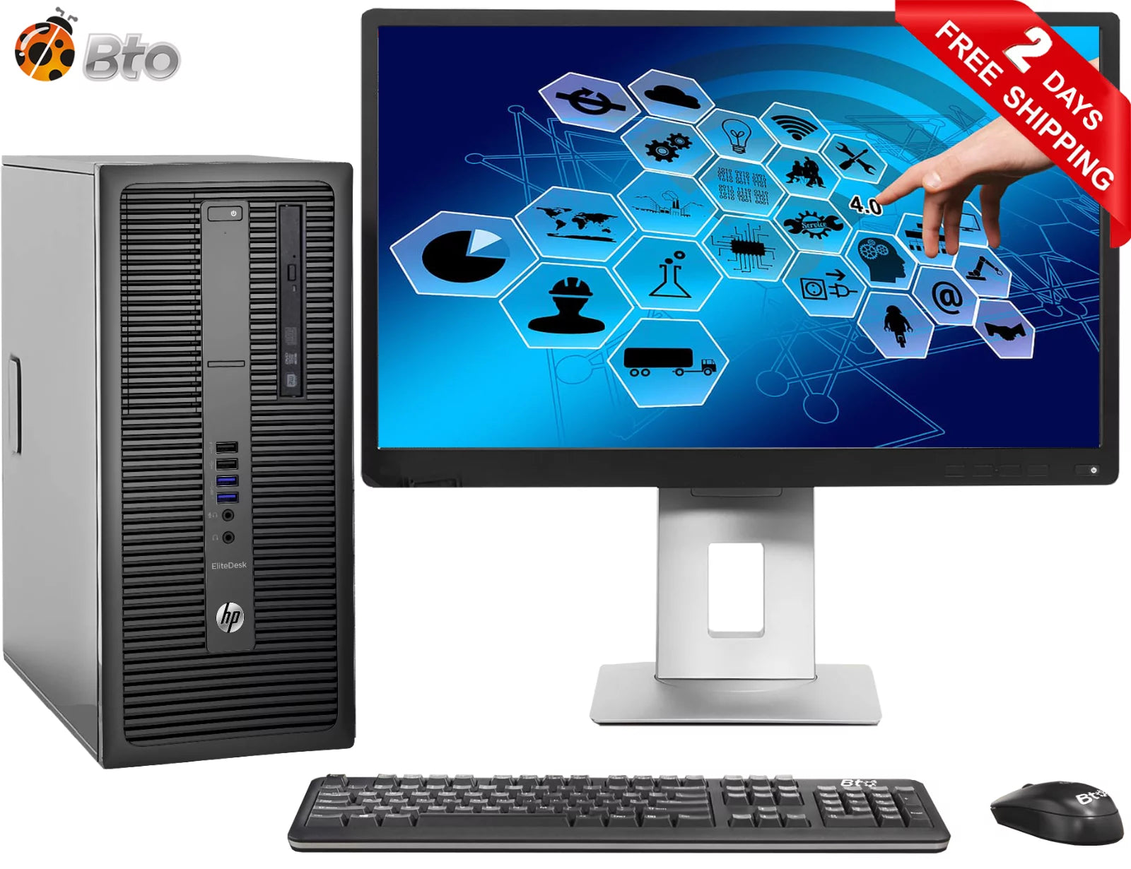 Restored HP EliteDesk 800 G2 Desktop Tower Computer, Intel Core i3 6th Gen. Processor, 16GB DDR4 Ram, 2TB Hard Drive, New 22 inch LCD, Bto Keyboard and Mouse, Wi-Fi, Windows 10 Pro PC (Refurbished)