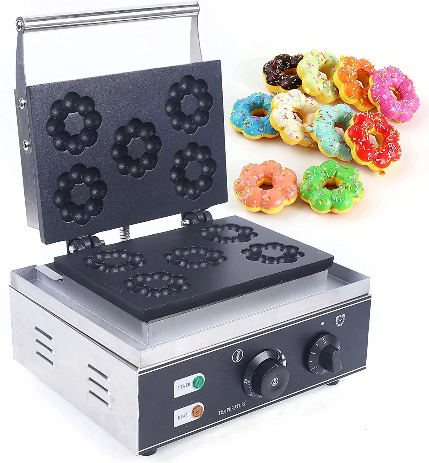 TFCFL Electric 5 Dounts Baker 1500W Plum Flower Waffle Dount Maker Commercial Nonstick Machine