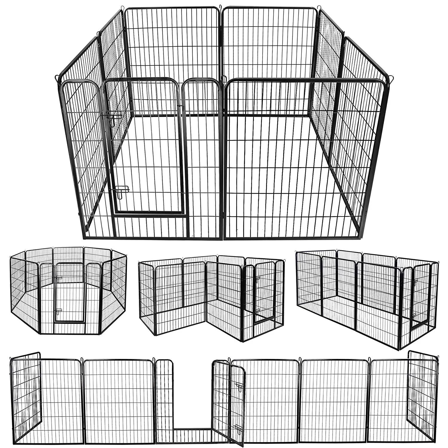 ZENSTYLE 39 Height Foldable Metal Exercise Pen & Pet Playpen Puppy Cat Exercise Fence Barrier Playpen Kennel - 8 Panels