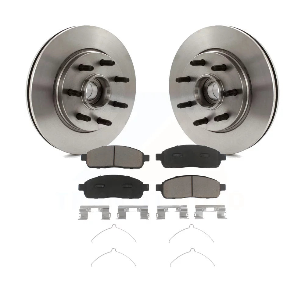 Transit Auto - Front Disc Brake Rotors Hub Assembly And Ceramic Pads Kit For Ford F-150 Lincoln Mark LT RWD K8C-102691