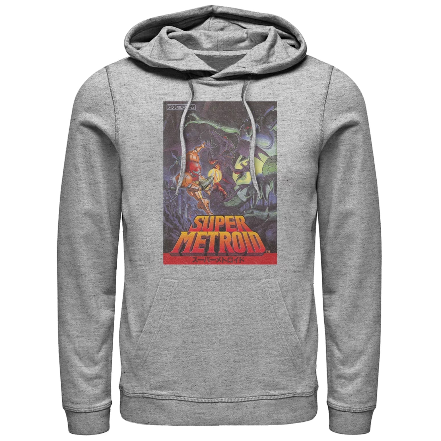 Men's Nintendo Super Metroid Japanese Cover Art  Pull Over Hoodie Athletic Heather X Large