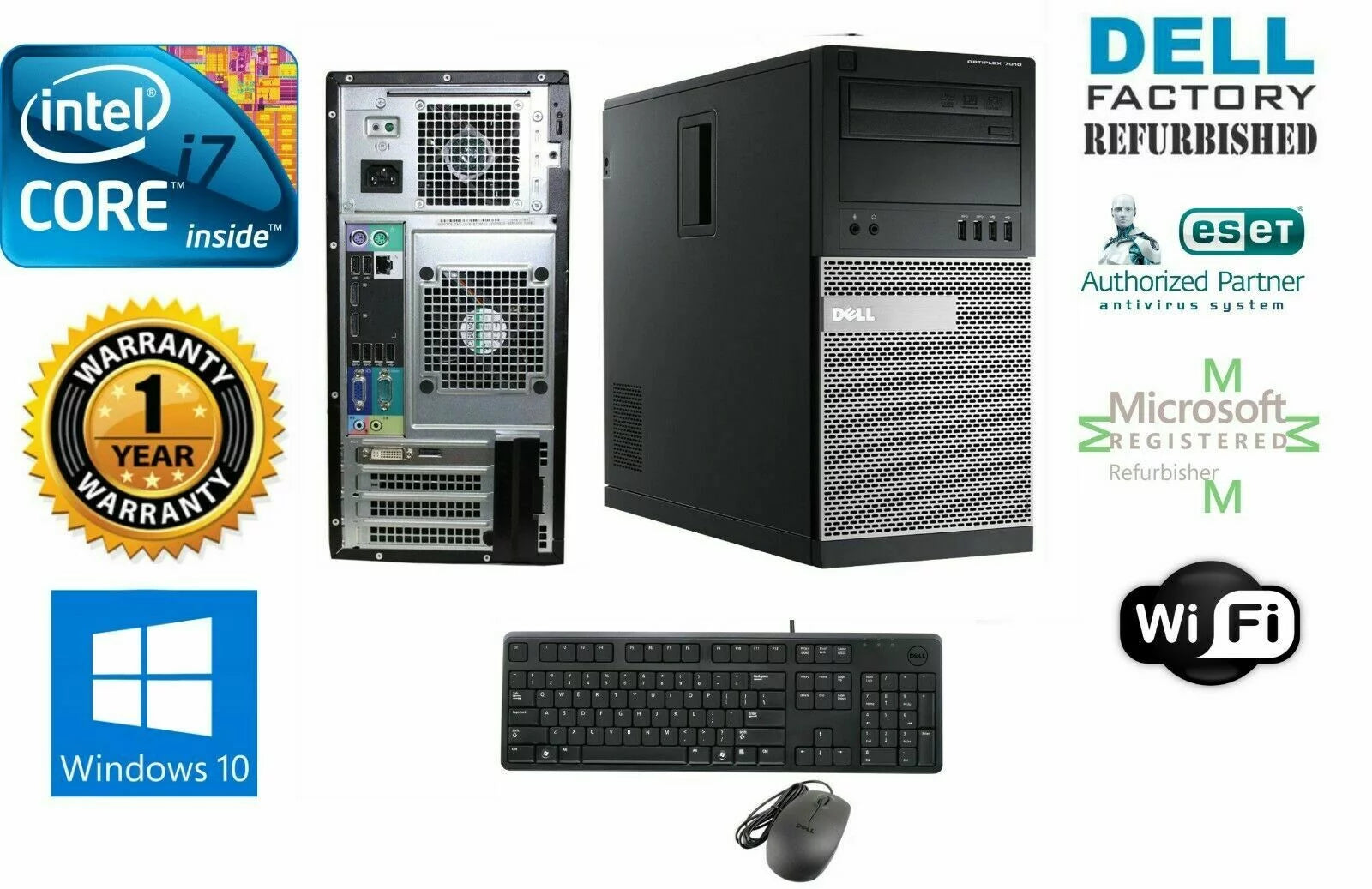 Dell 9020 TOWER PC DESKTOP i7 4770 3.4GHz 16GB 500SSD+1TB Win 10 Pro 64 Dual-DVI-Used