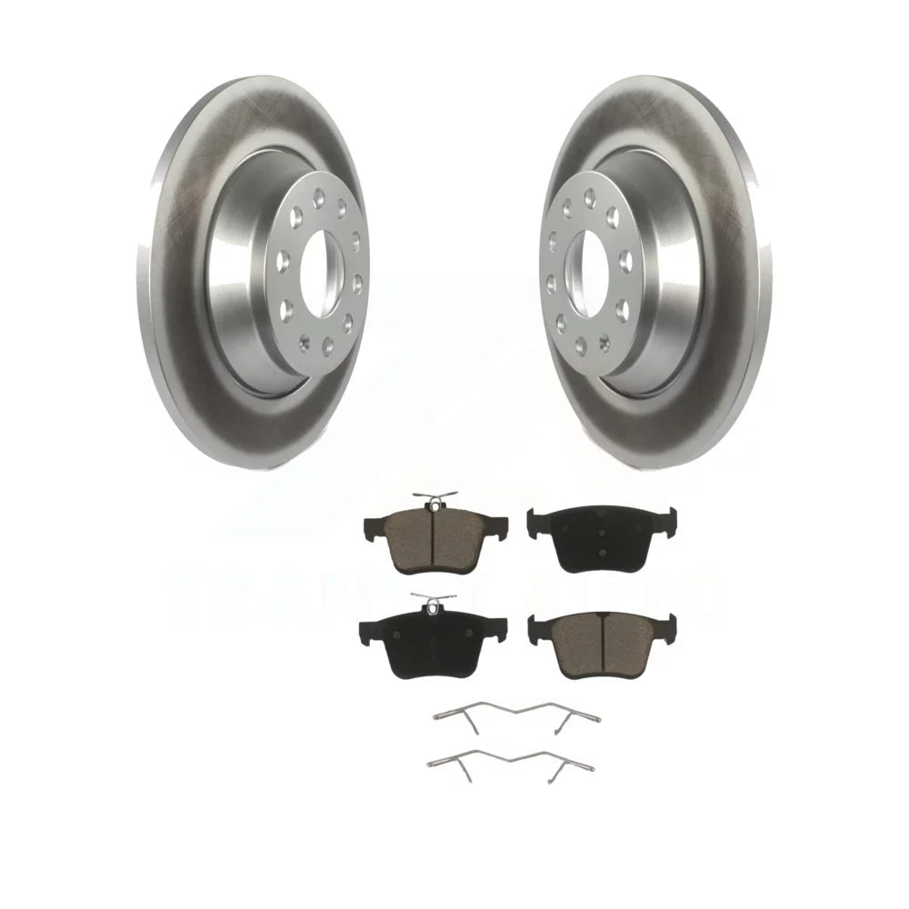 Transit Auto - Rear Coated Disc Brake Rotors And Ceramic Pads Kit For Volkswagen Tiguan Jetta Audi TT Quattro KGC-101476