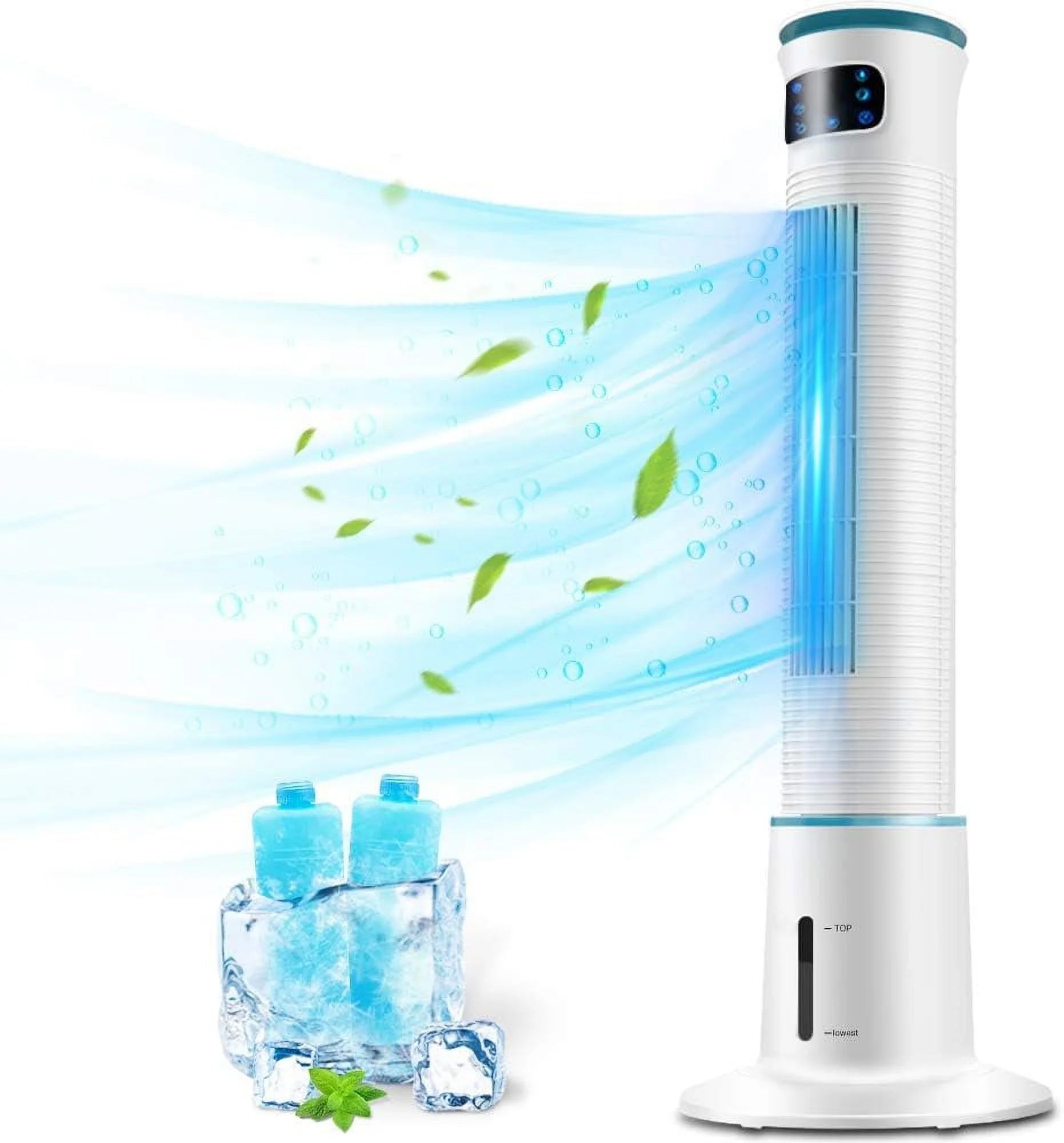 Open Box BREEZEWELL 2-in-1 Evaporative Air Cooler, 43 Tower Fan - WHITE