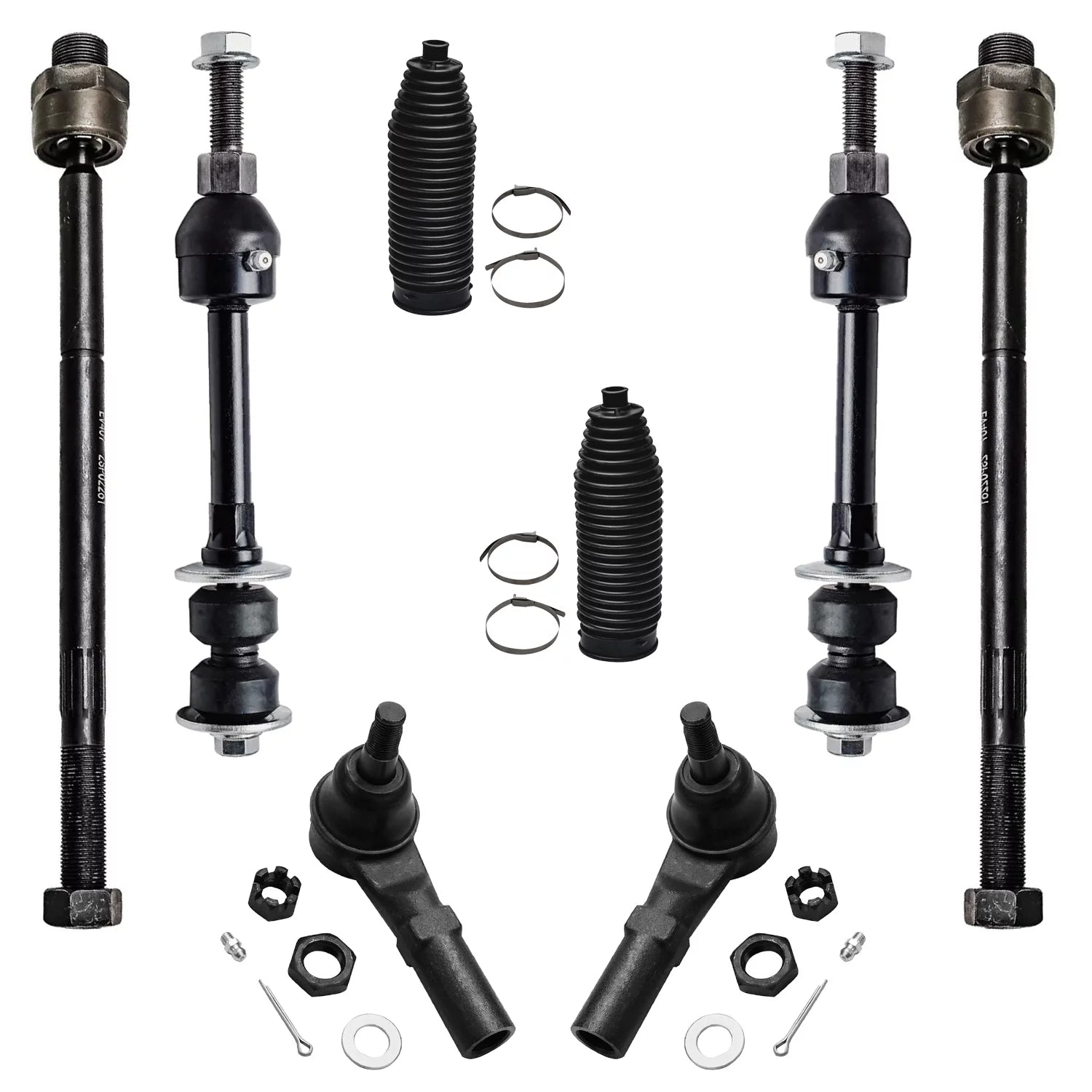 Detroit Axle - 2WD Front 8pc Suspension Kit for 2002-2005 Dodge Ram 1500, 4 Tie Rod Ends 2 Stabilizer Sway Bars 2 Boots 2002 2003 2004 2005 Replacement