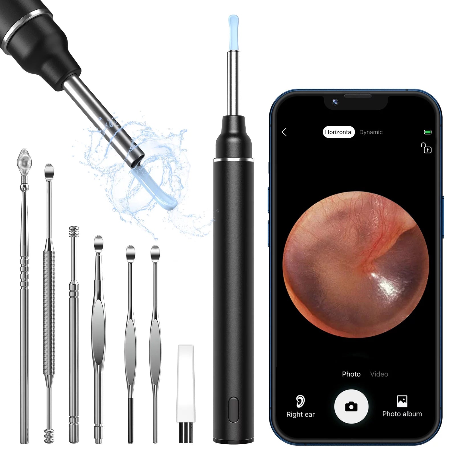 VITCOCO 1920P Wireless Otoscope, Ear Wax Removal with 12 Pieces Accessories, Ear Endoscope with LED Lights, 3 mm Mini Visual Ear Camera, Ear Wax Cleaner Kit for iPhone, iPad, Android