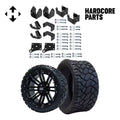 Hardcore Parts 4 Block Lift Kit for EZGO TXT (1994.5-2001.5) Electric Golf Cart with 14 Black 'LANCER' Wheels and 20x8.5-14 STINGER On-Road/Off-Road DOT rated All-Terrain tires