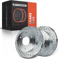 A-Premium Front Drilled and Slotted Disc Brake Rotors Set Compatible with Chevrolet Blazer Tahoe GMC Tahoe K1500 K2500 Suburban Cadillac Escalade 2-PC Set