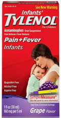 6 Pack - TYLENOL Infants' Oral Suspension Grape Flavor 1 oz