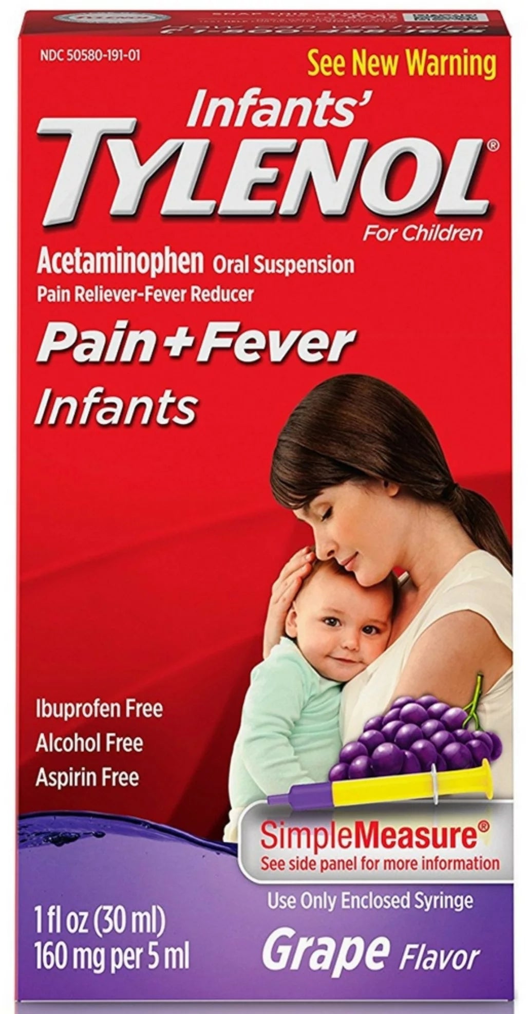 6 Pack - TYLENOL Infants' Oral Suspension Grape Flavor 1 oz